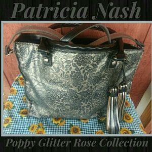 🌷Patricia Nash Poppy Glitter Rose Handbag